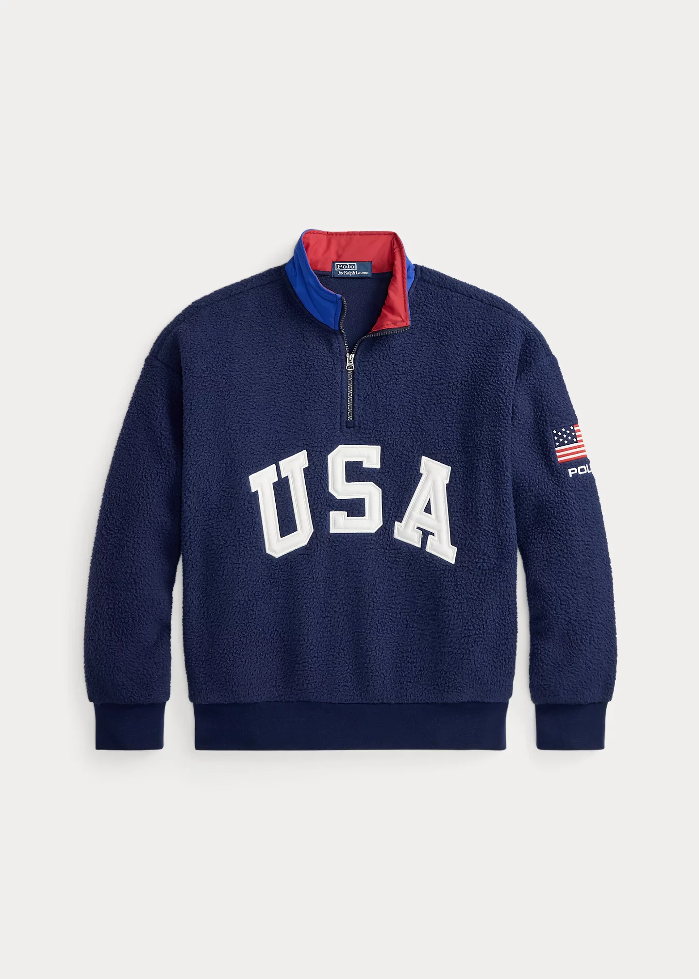 Relaxed Fit Flag Fleece Pullover - 1