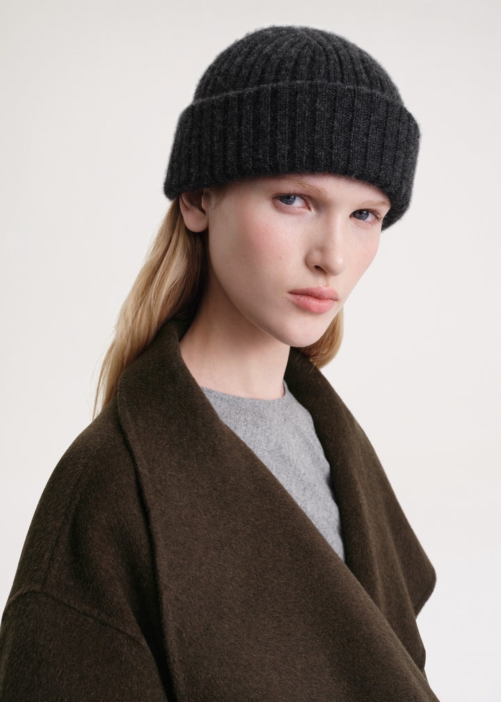 Chunky brim beanie dark grey mélange - 2