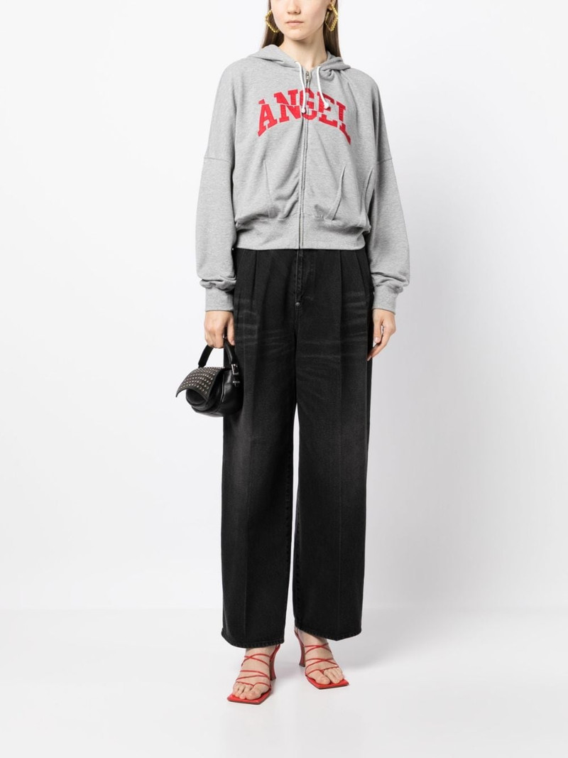 UNDERCOVER text-print zip-up hoodie outlook