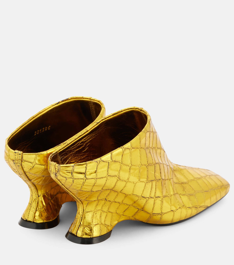 Dries Van Noten Croc-effect leather wedge mules outlook