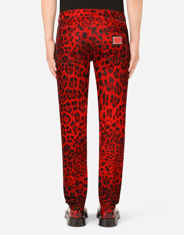 Skinny stretch jeans with leopard print - 2