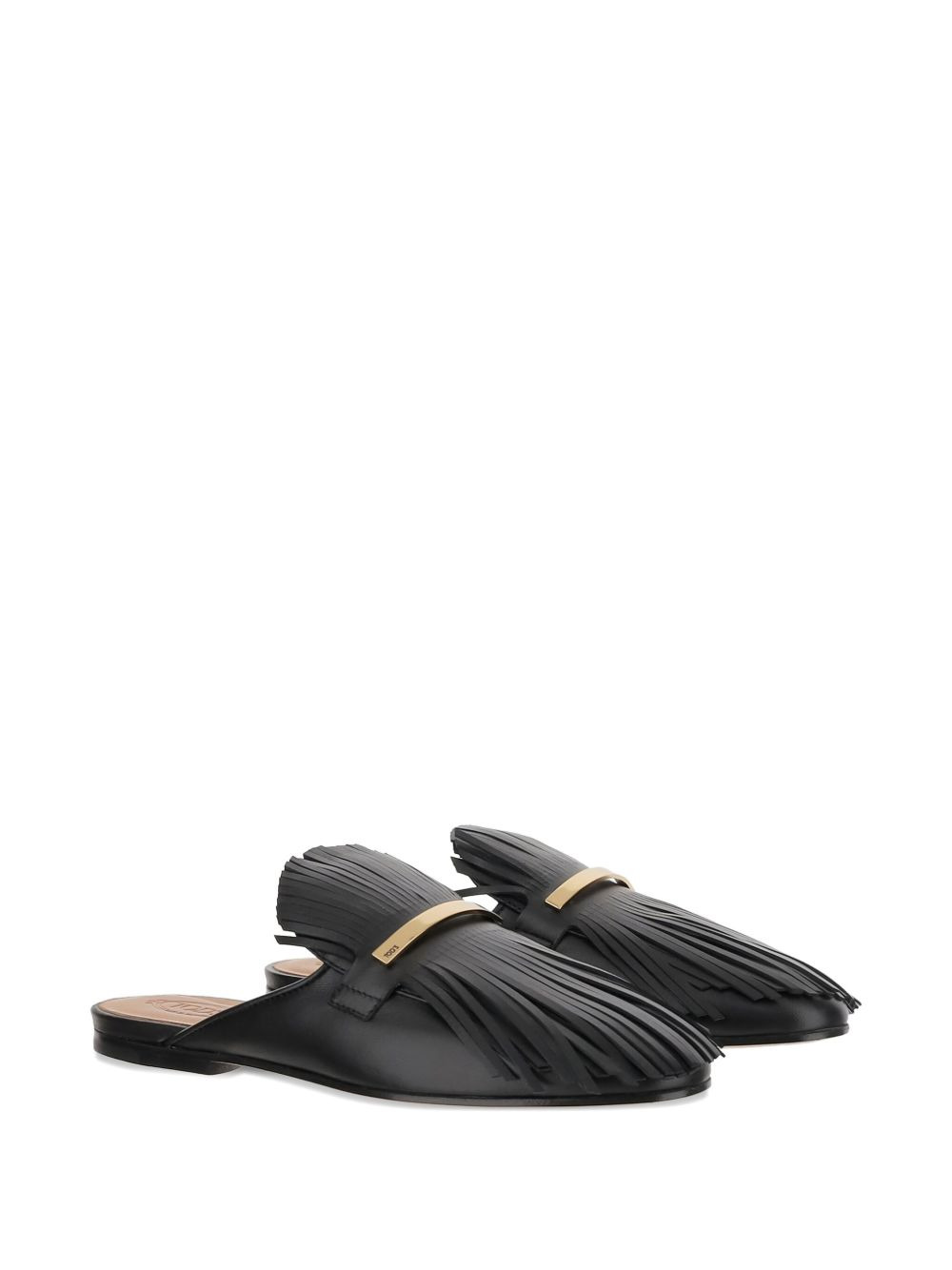 fringed leather mules - 2