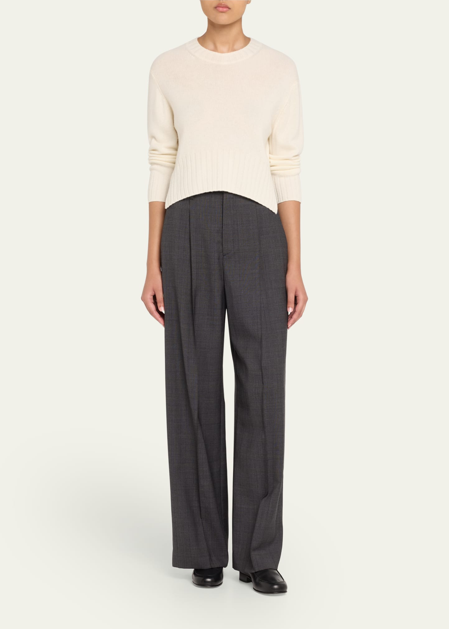 Mora Cashmere Crop Crewneck Sweater - 2