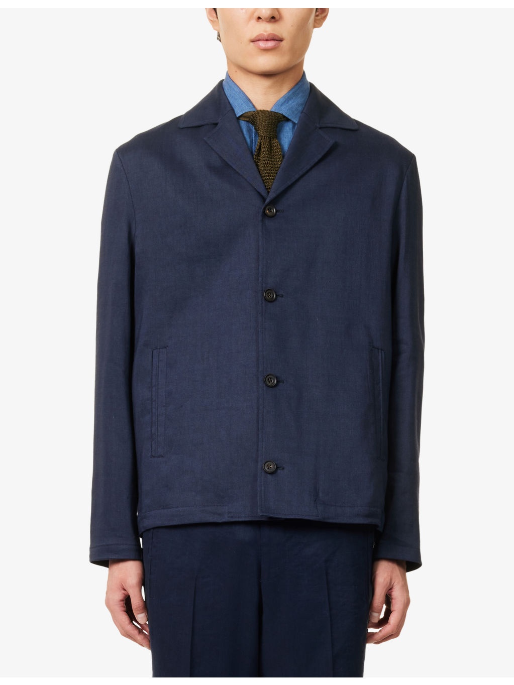 Regular-Fit Long-Sleeve Linen and Wool-Blend Overshirt - 3