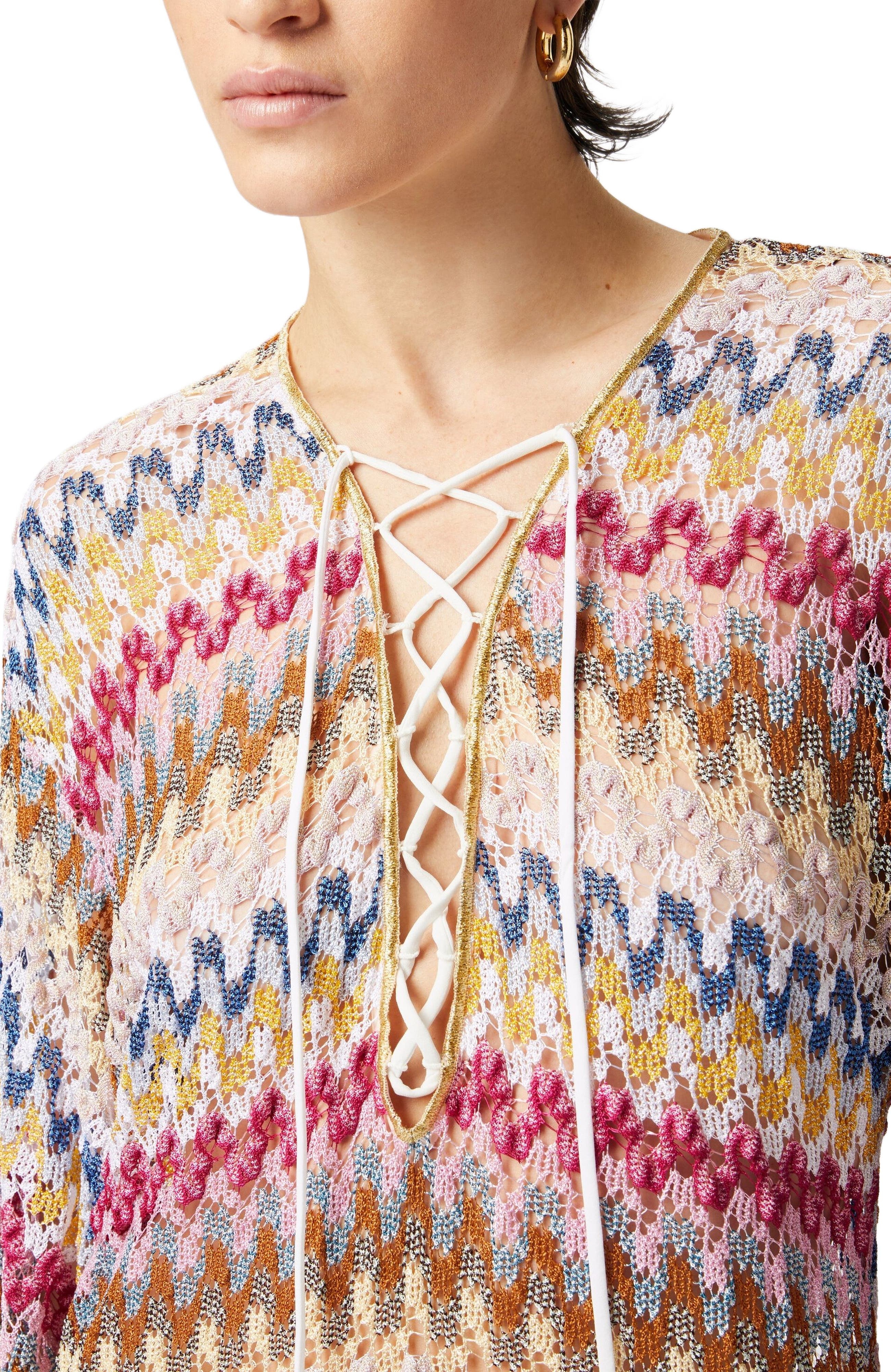 Missoni Short Cover-up Caftan In Lamé Viscose Lace in Multicoloured 1 at Nordstrom - 4