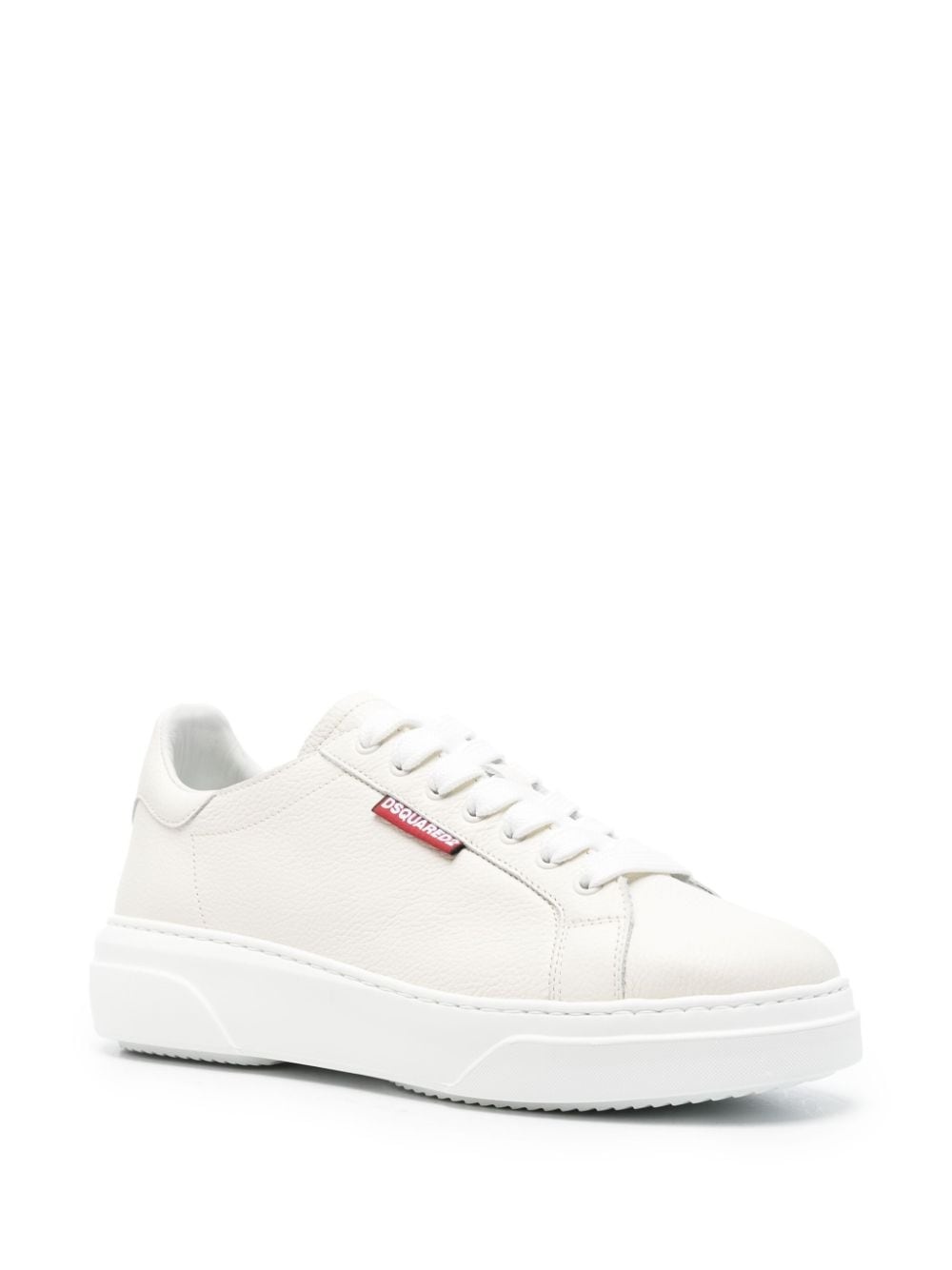 logo-tag leather sneakers - 2