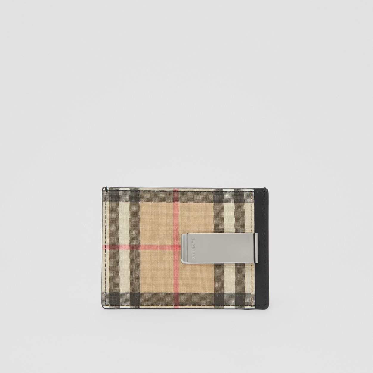 Vintage Check and Leather Money Clip Card Case - 5