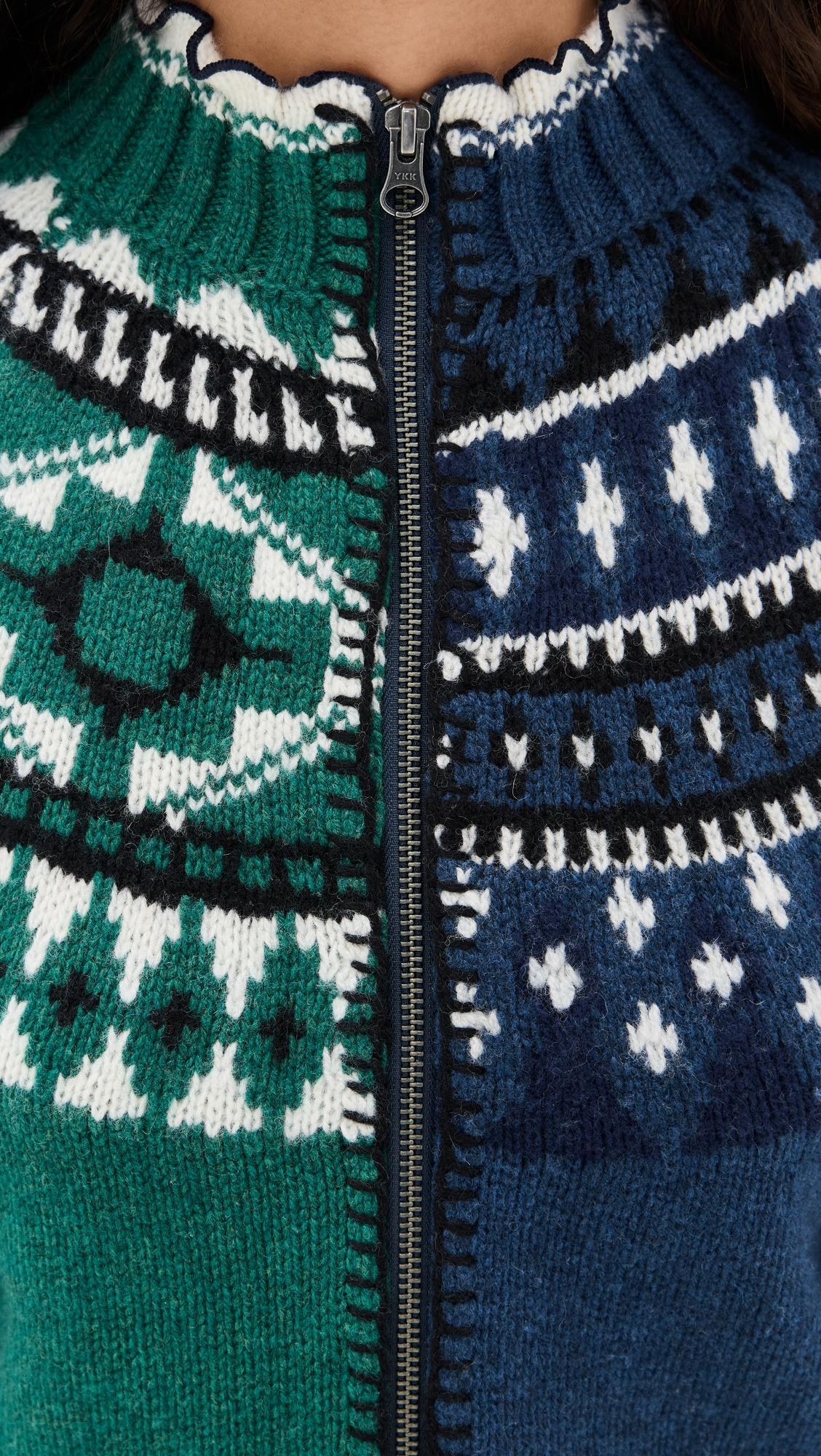 Linea Fair Isle Zip Front Cardigan - 5