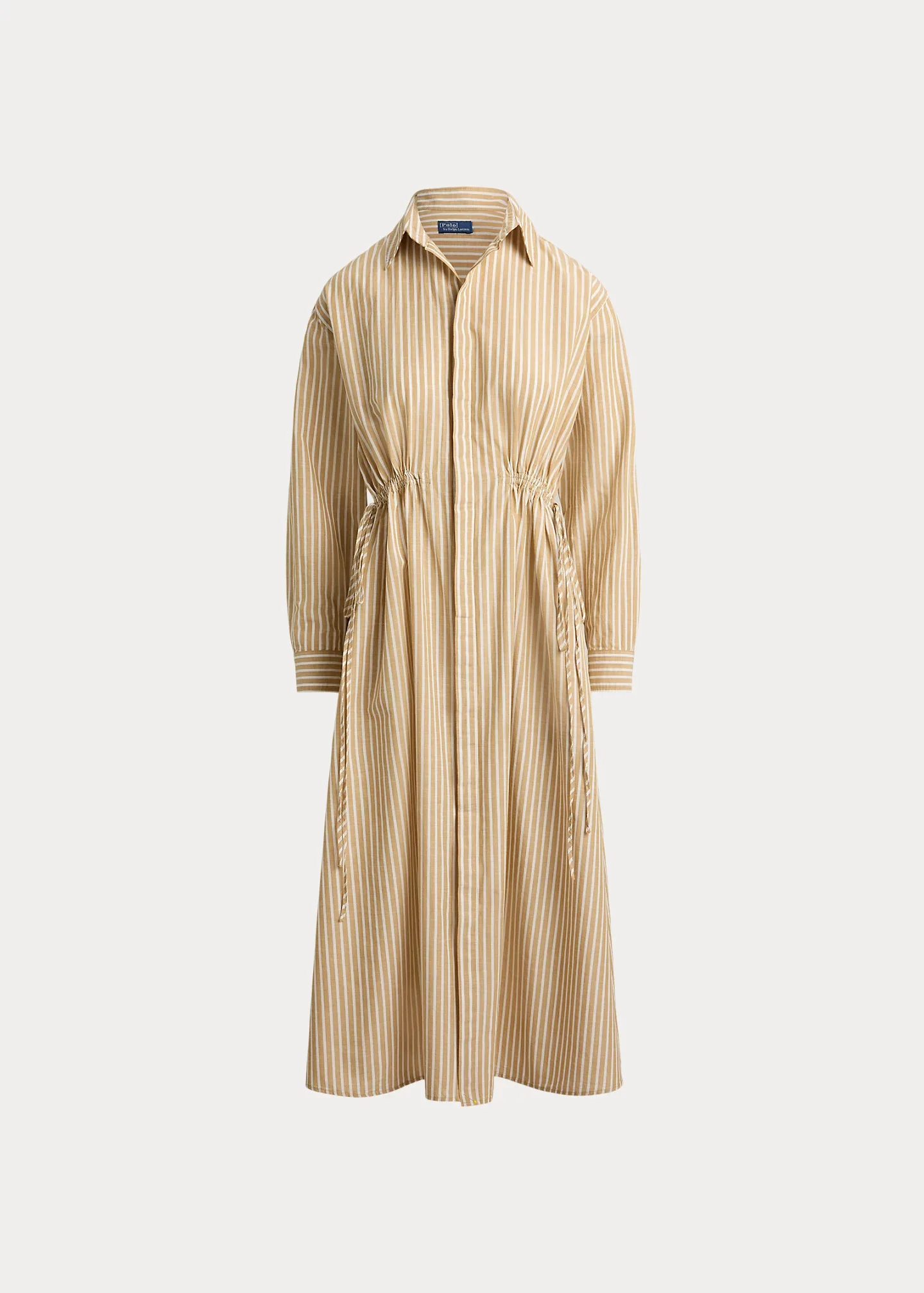Striped Cotton-Linen Drawcord Shirtdress - 1