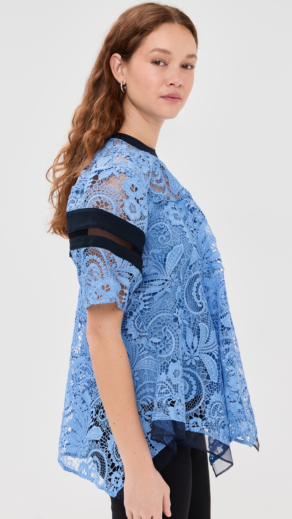 Corded Embroidered Lace Flounce Top - 4