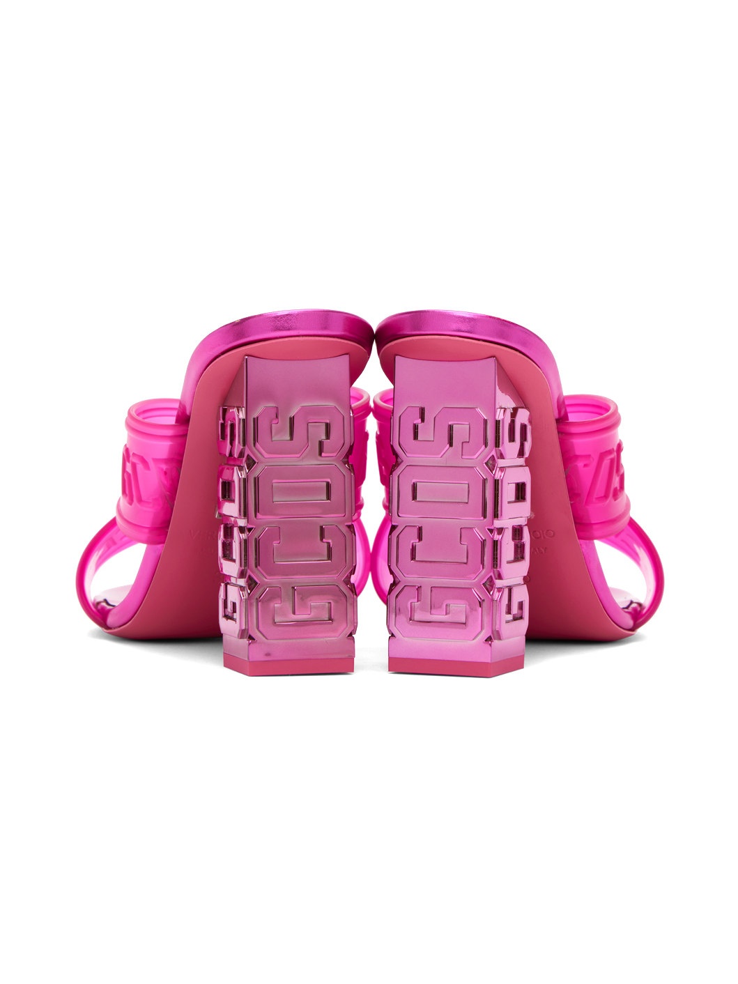 Pink Transpallic Criss-Cross Heeled Sandals - 2