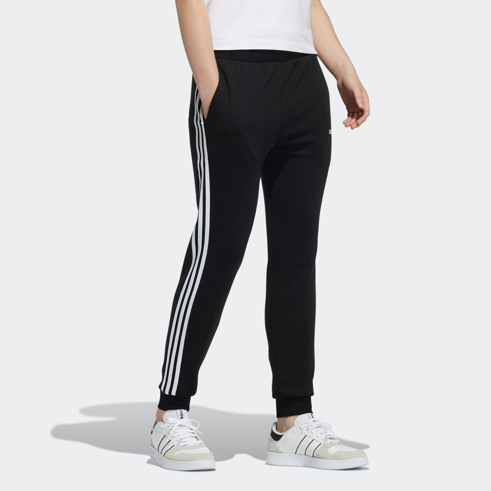 Men's adidas neo Ce 3S Flc Tp Logo Stripe Bundle Feet Sports Pants/Trousers/Joggers Black H14204 - 4