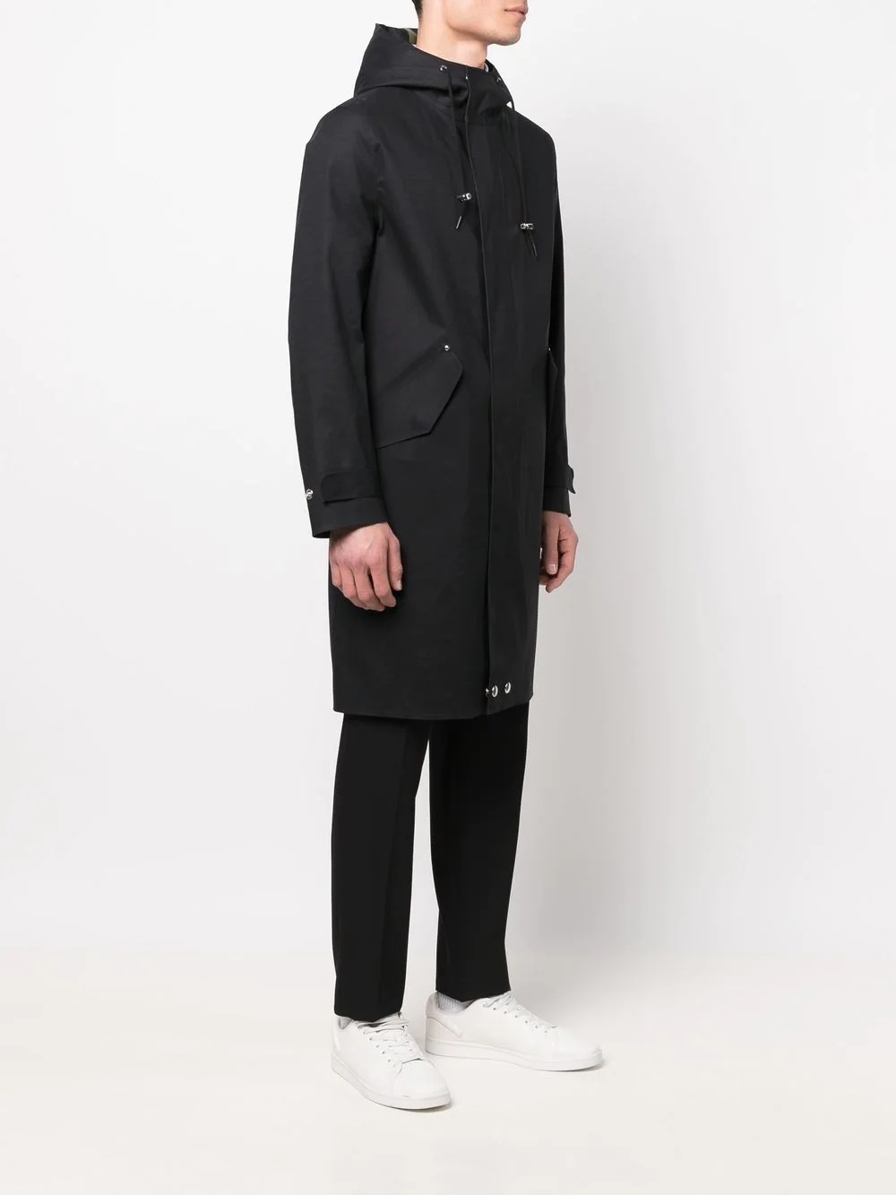 GRANISH Black Bonded Cotton Hooded Coat - 3