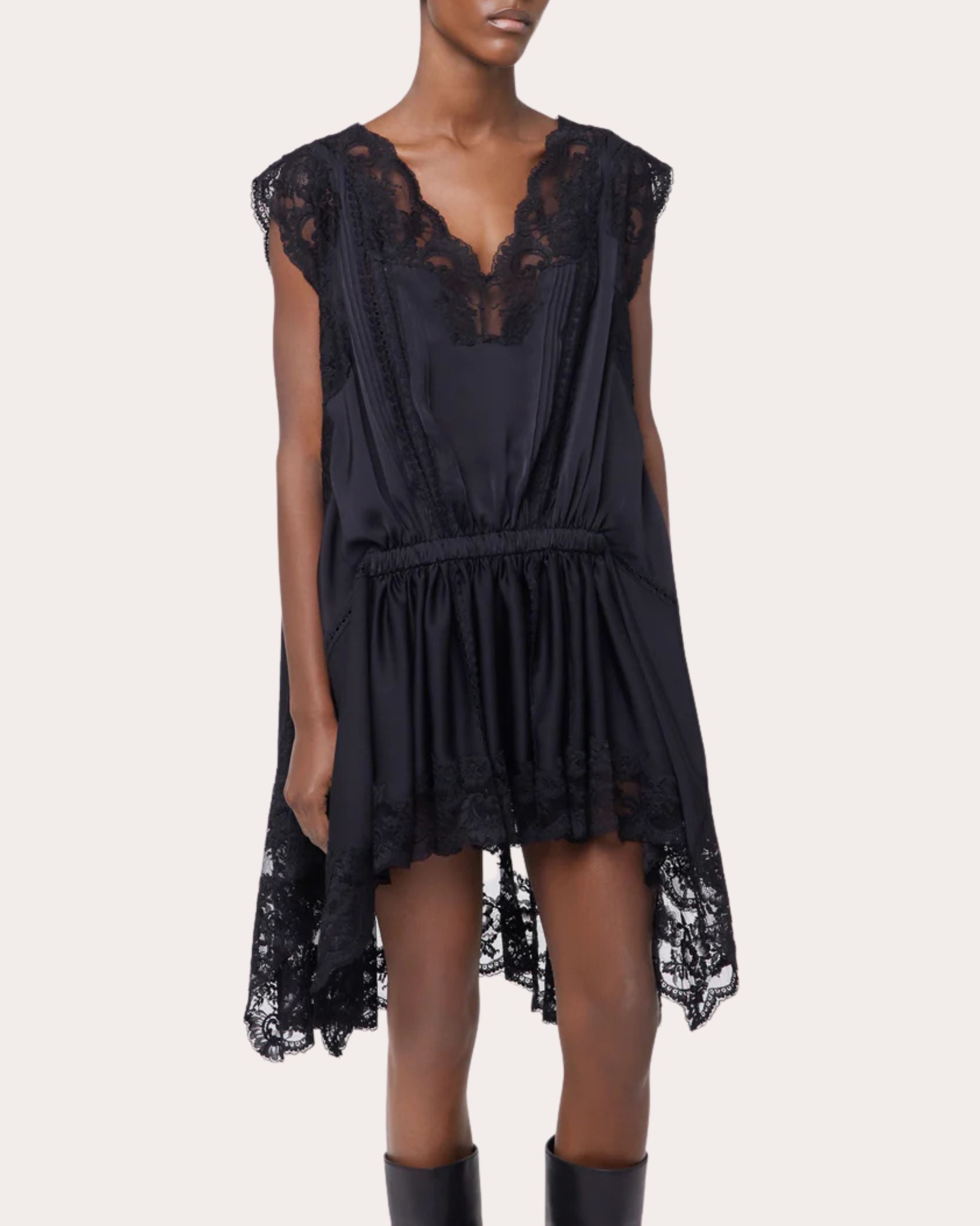 Pleated Lace Empire-Waist Tank Top - 5
