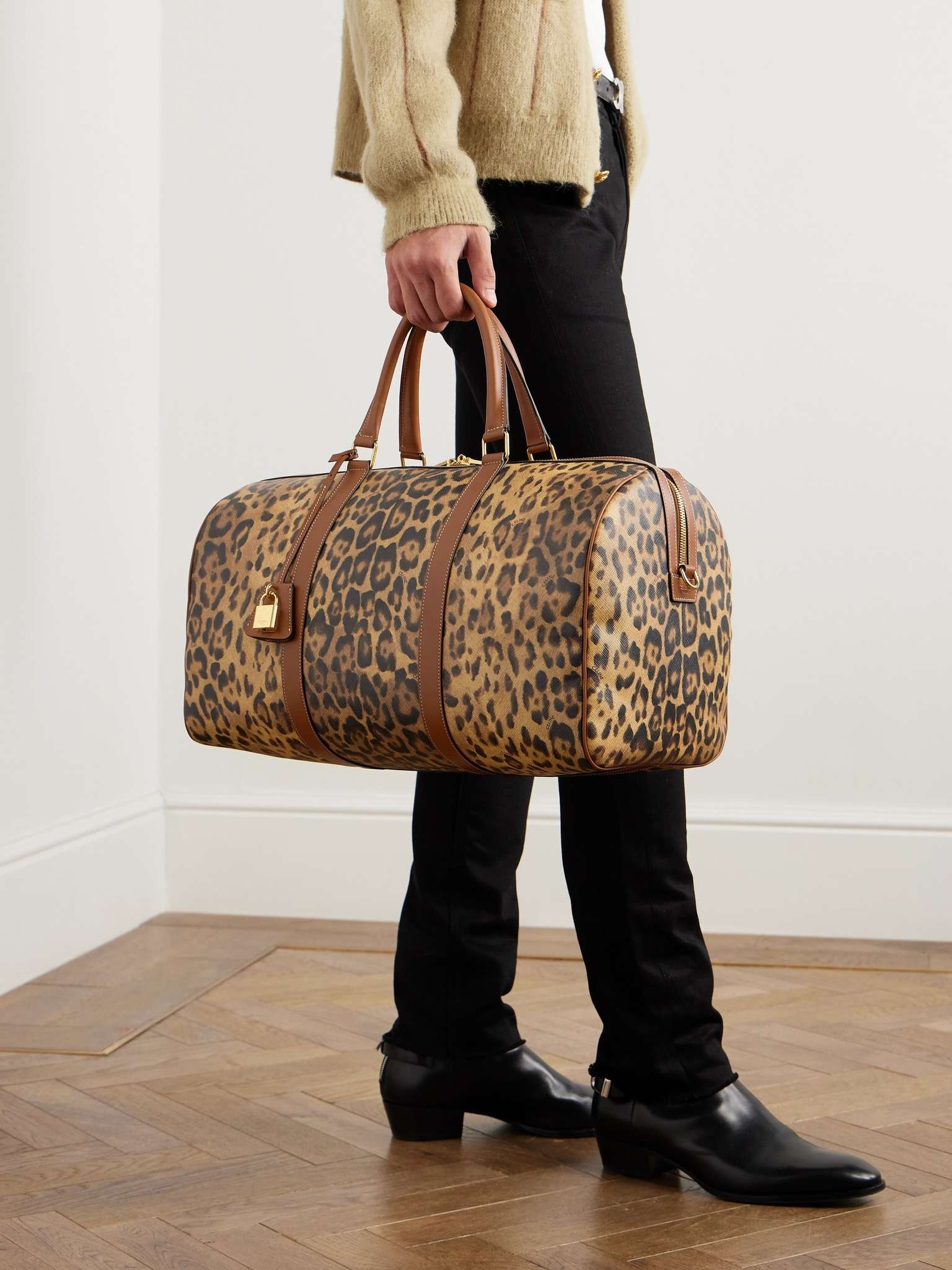 Medium Voyage Leather-Trimmed Leopard-Print Coated-Canvas Holdall - 2