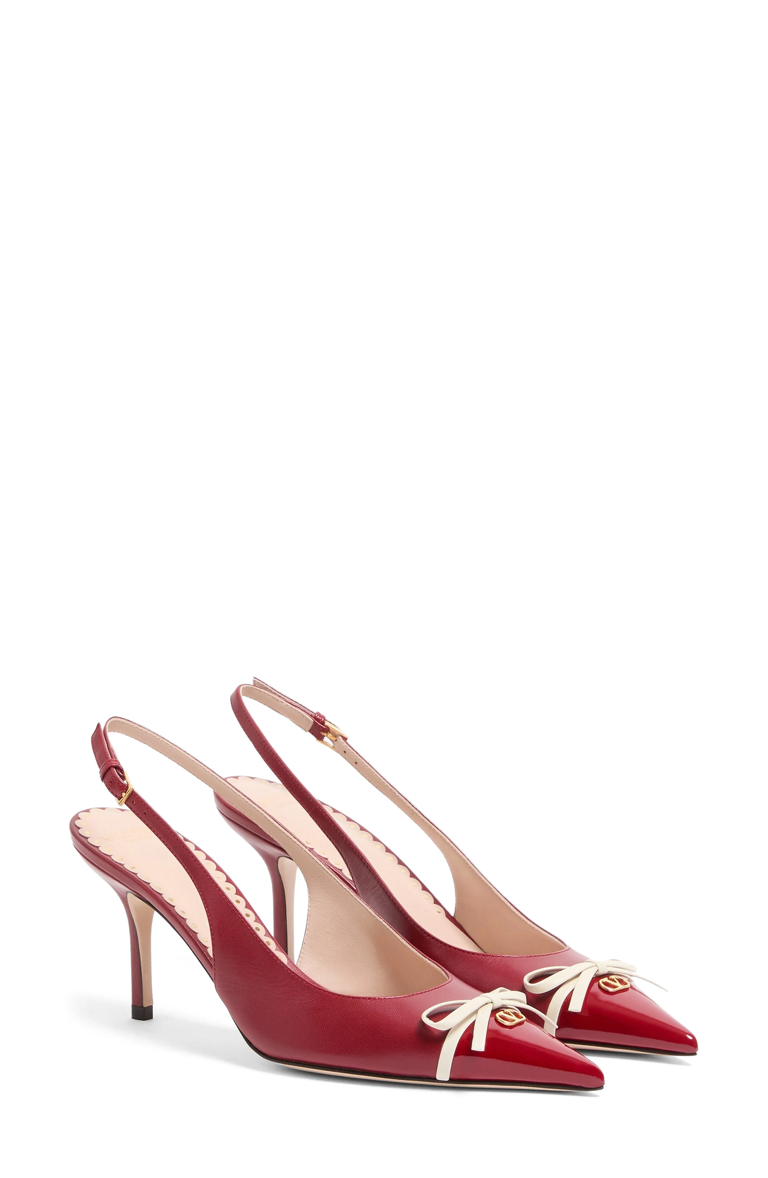 Valentino Garavani Bepointy Pointed Toe Slingback Pump in Red/Ivory at Nordstrom - 1