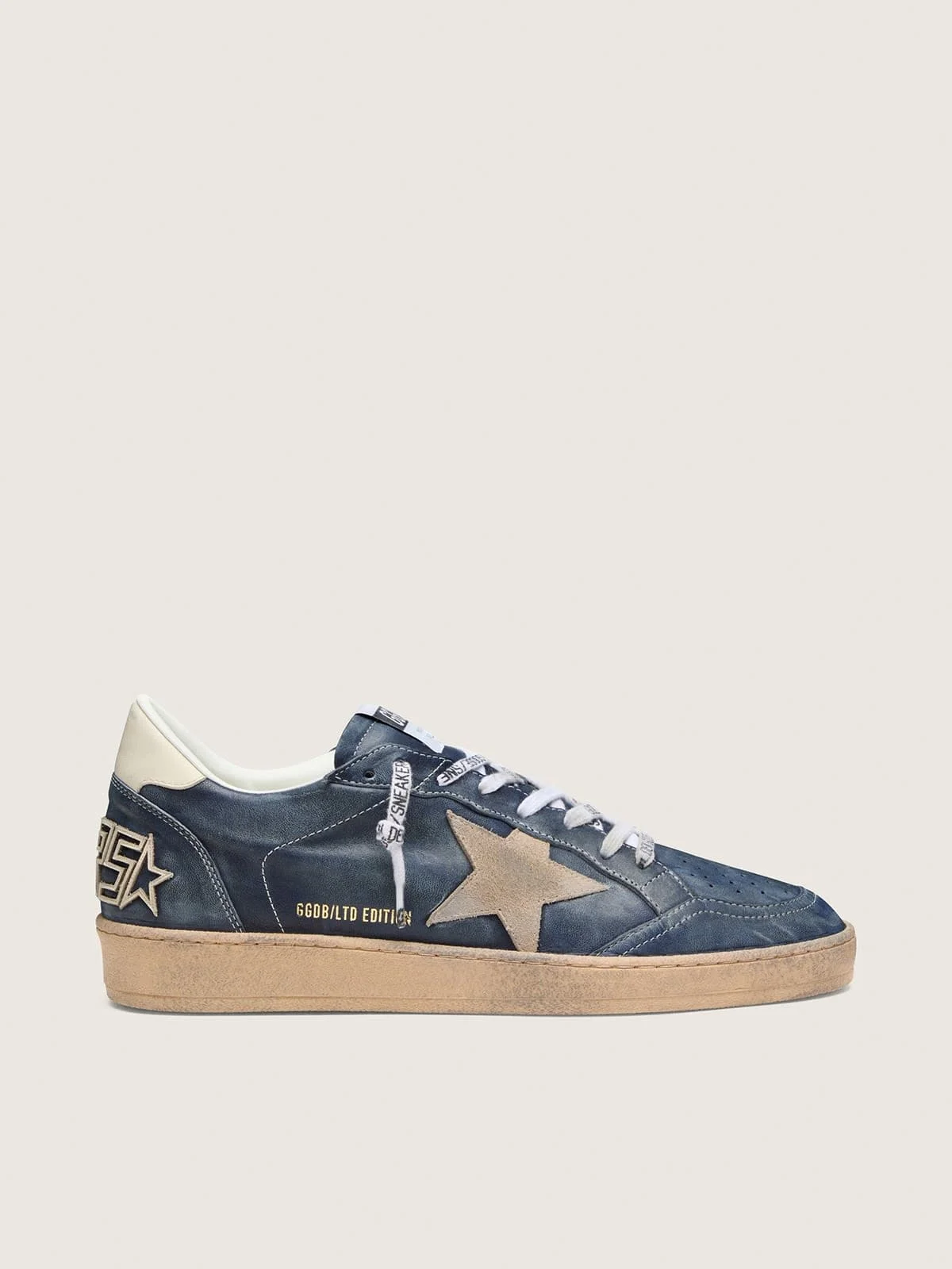 Men’s Ball Star LTD in dark blue leather with beige suede star - 1