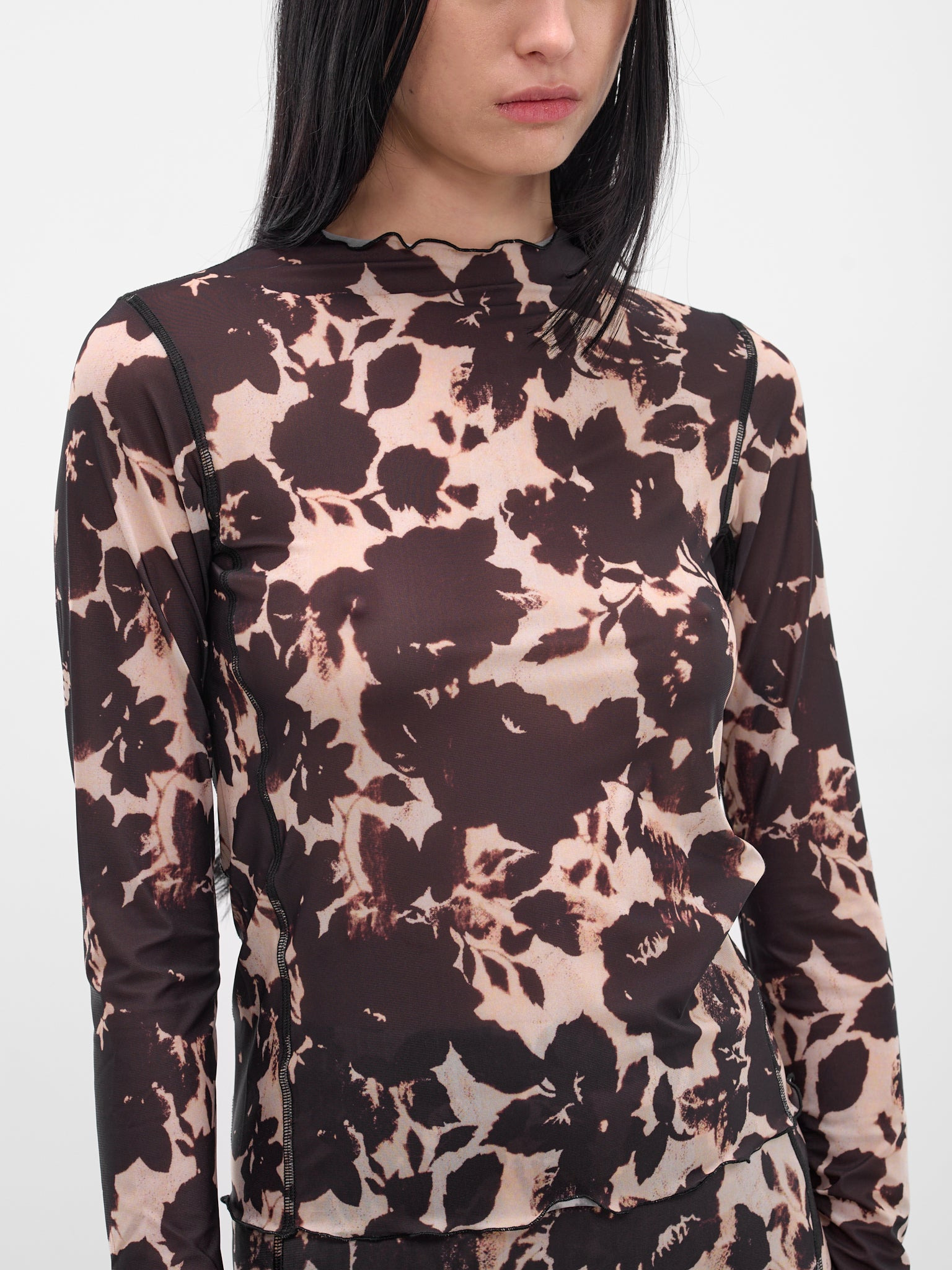 Abstract Rose Print Halcyon Top - 5