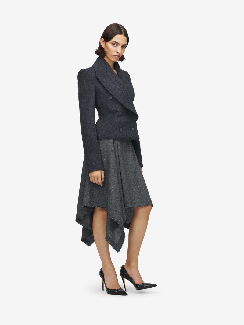 Flecked Glen Check Asymmetric Skirt 3