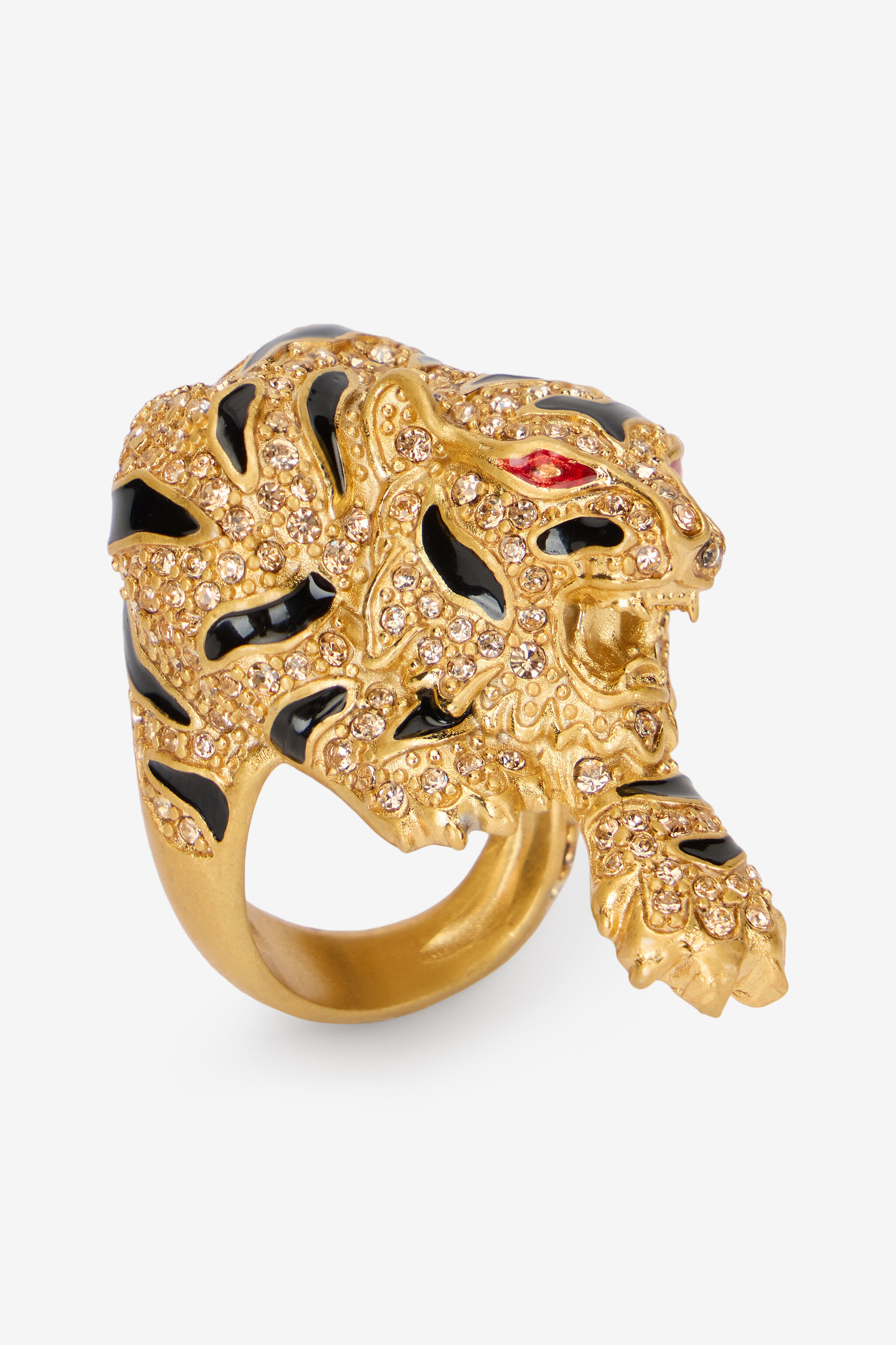 Gold Crystal-Embellished Roar Ring - 3