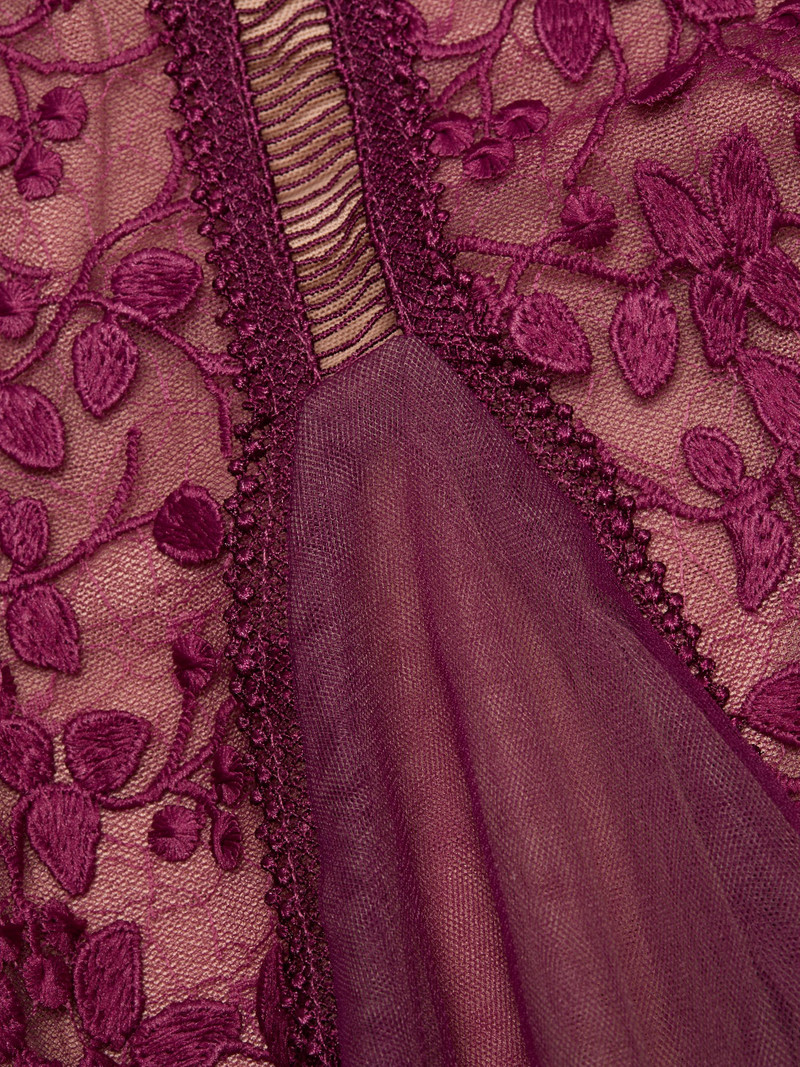 Women's Megan Lace & Tulle Midi-Dress - Burgundy 7