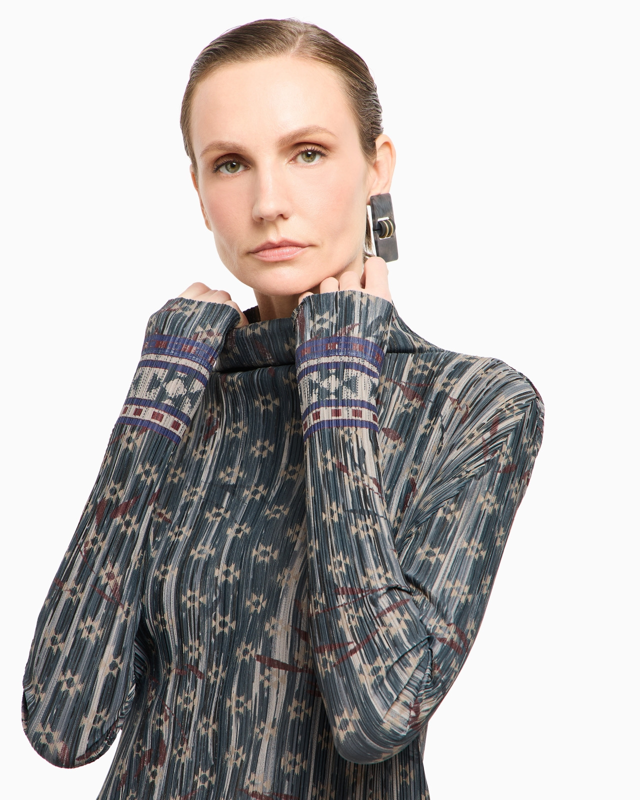 PLEATED LIGHT JERSEY JUMPER WITH PRINT - 5
