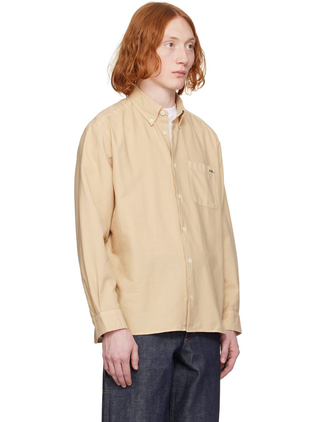 A. P.C. Beige Mateo Logo Shirt - 2