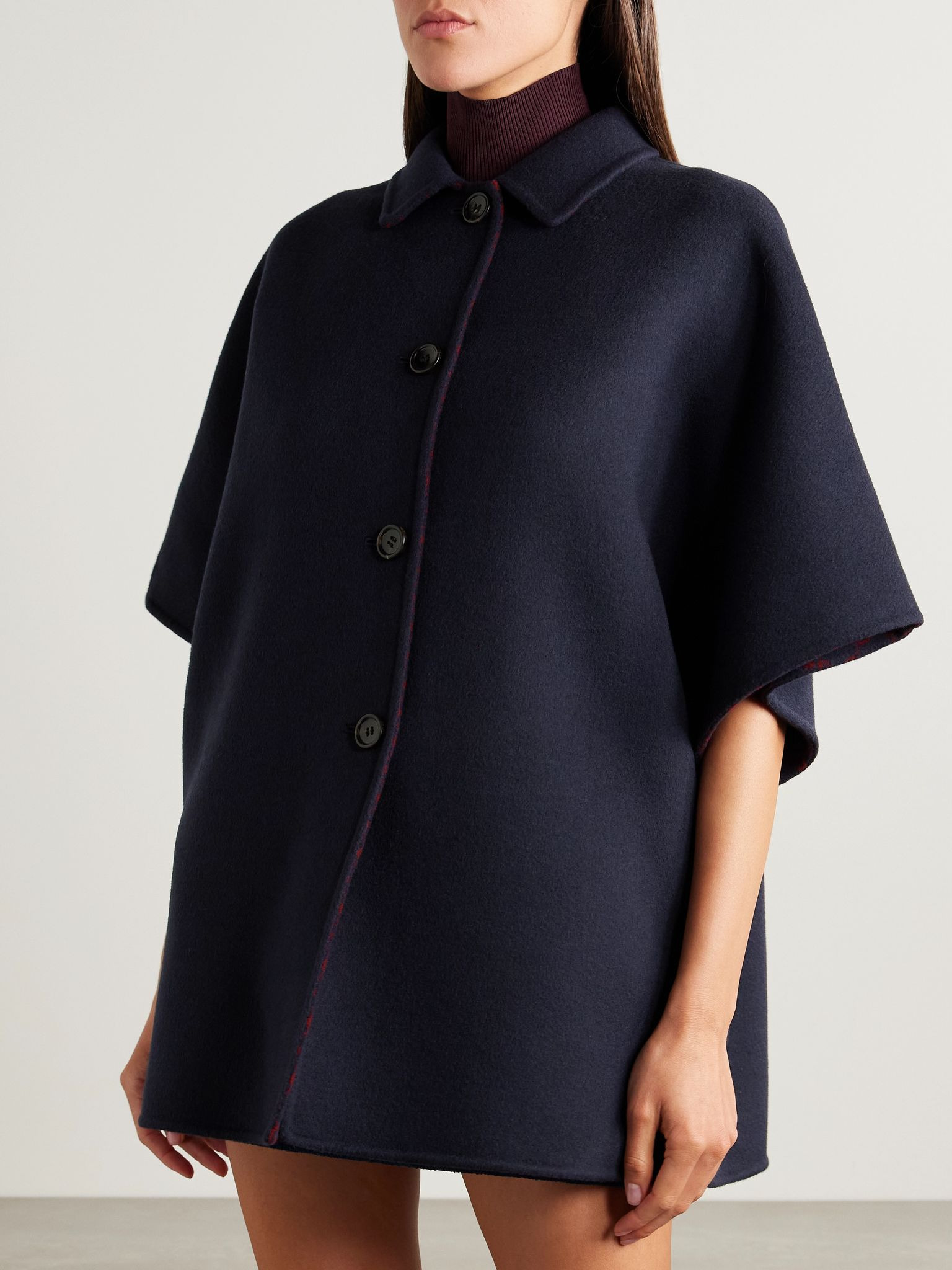 Reversible printed wool and silk-blend felt jacket Blue - 3