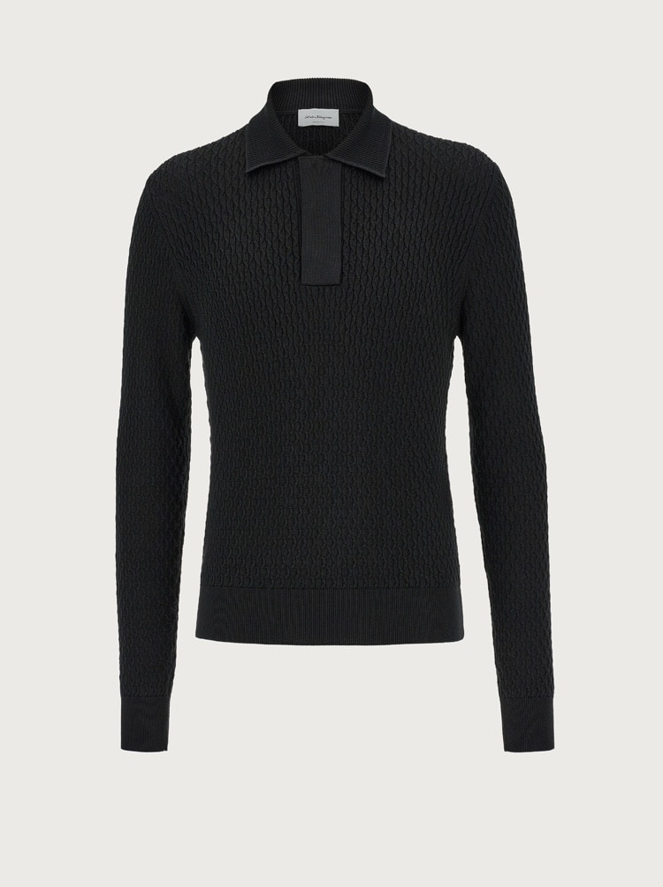 LONG SLEEVED JACQUARD POLO - 1