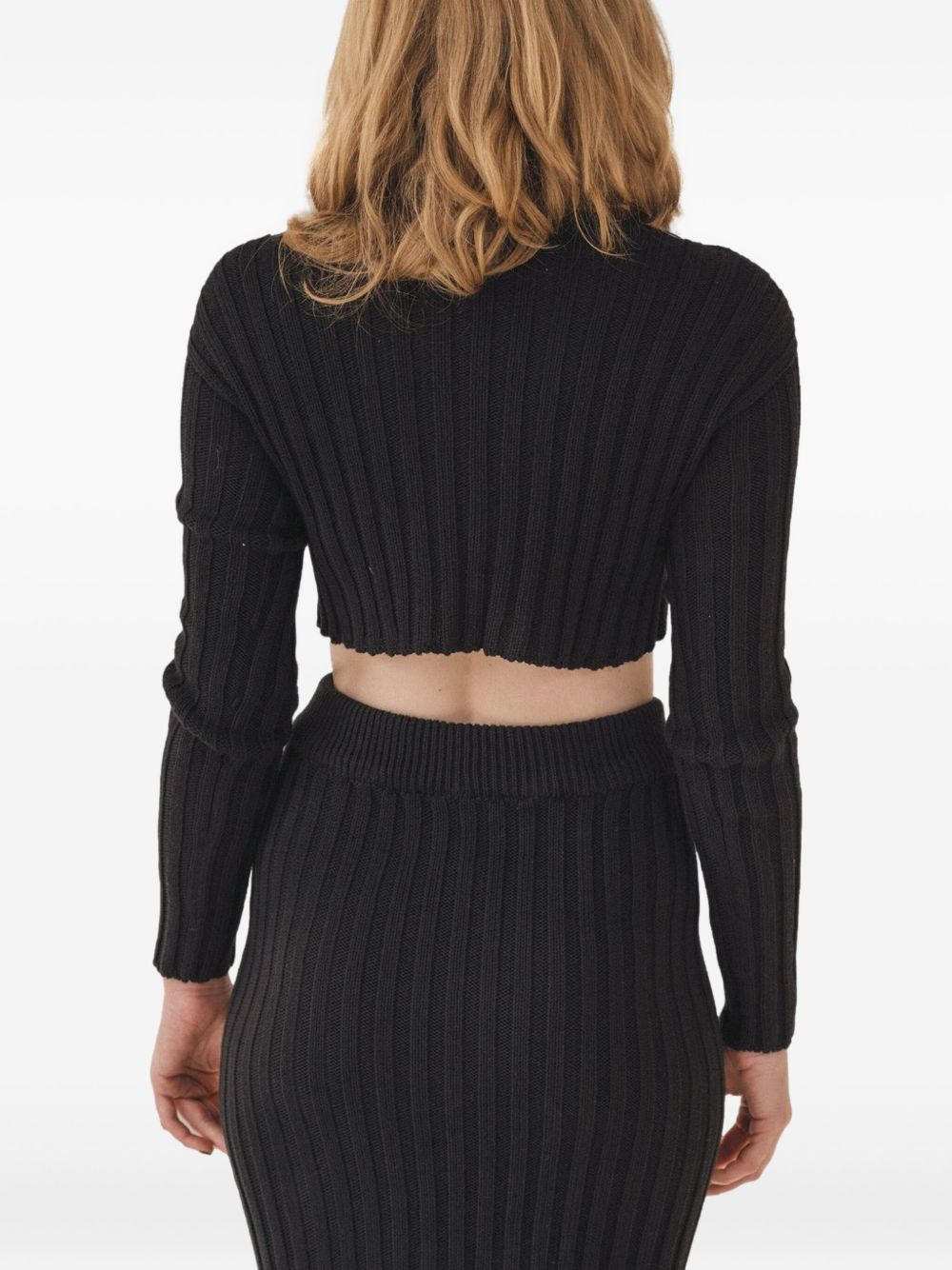 ribbed button cardigan - 2