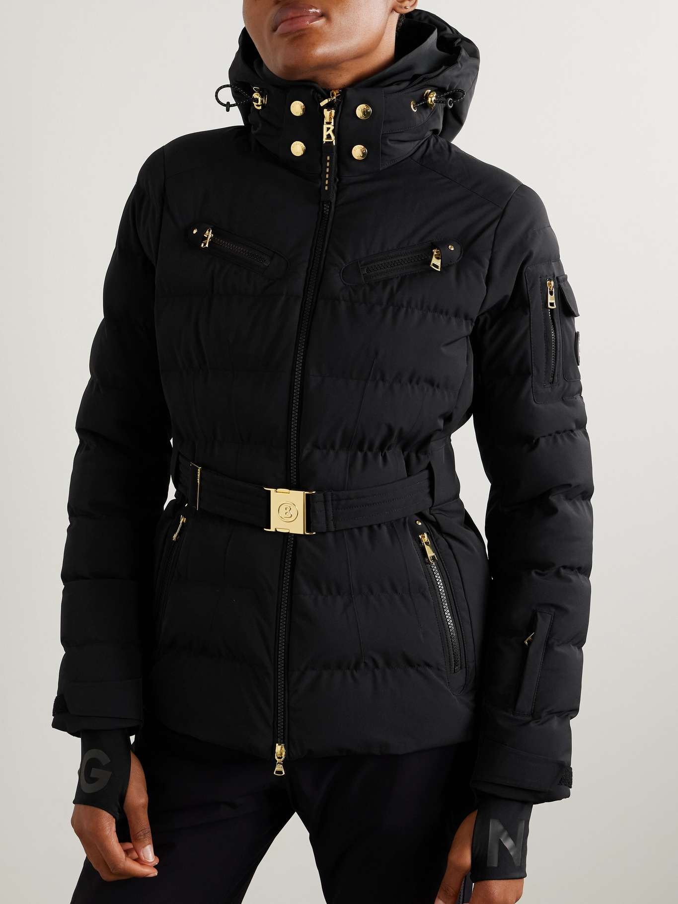 Ellya hooded belted quilted ski jacket - 3