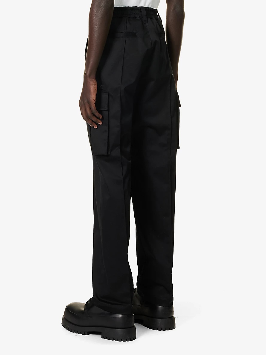 Informal belt-loop mid-rise wide-leg cotton trousers - 4