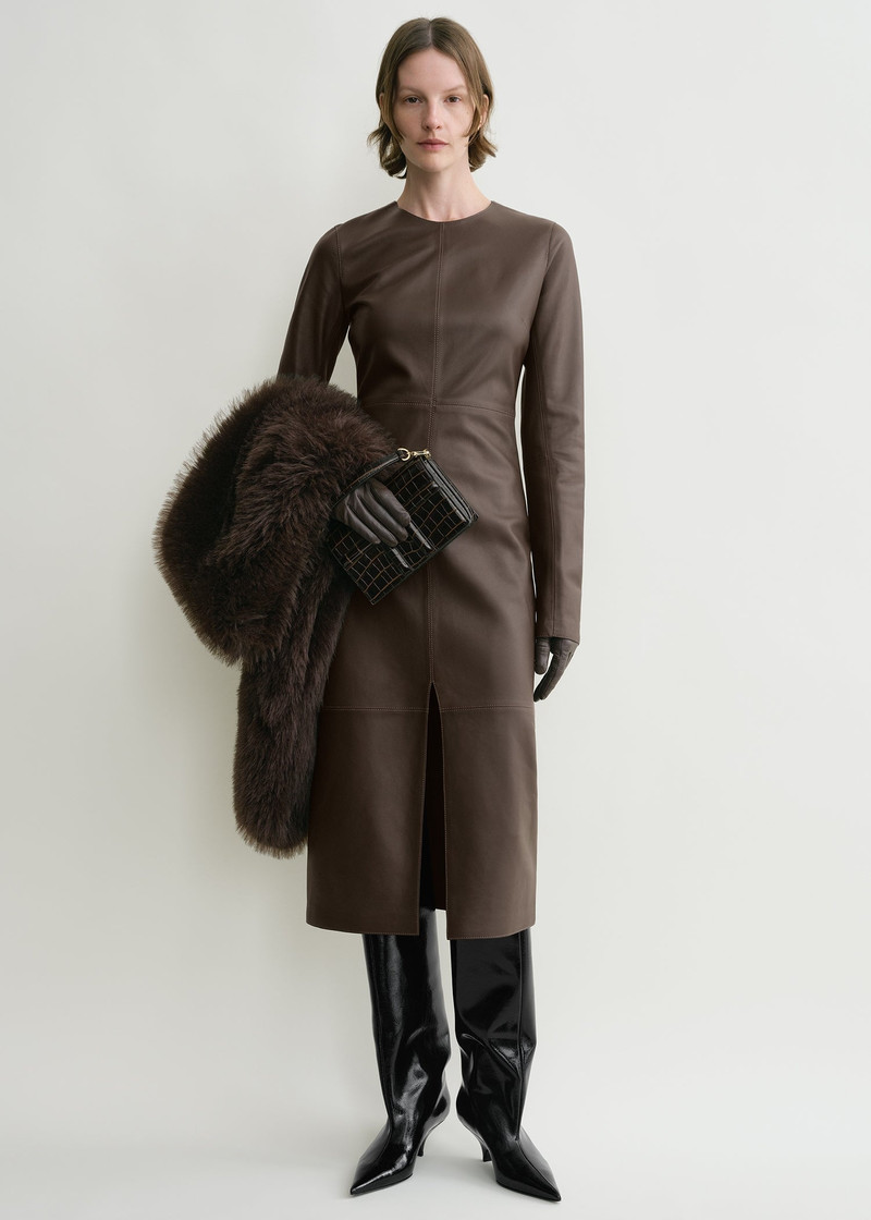 Totême Paneled leather dress bark outlook