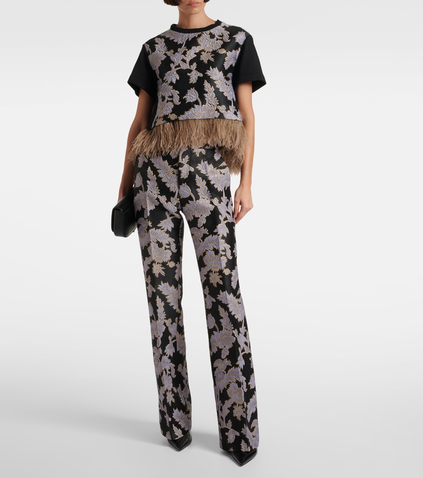 La Scala embroidered feather-trimmed top - 2