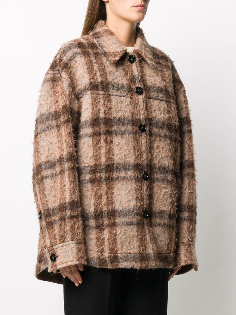 brushed check overshirt - 3