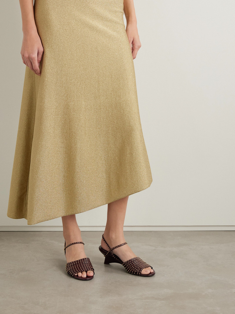 KHAITE Drew Studded Glossed-leather Sandals outlook