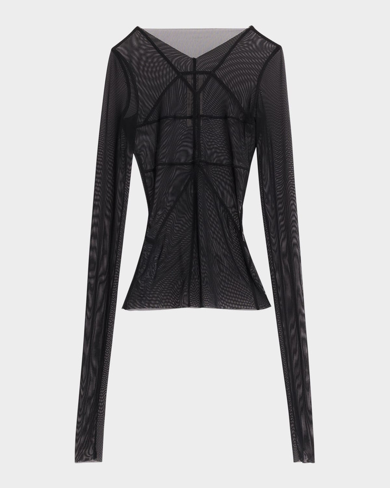 Temple Seamed Mesh Long-Sleeve Top 1