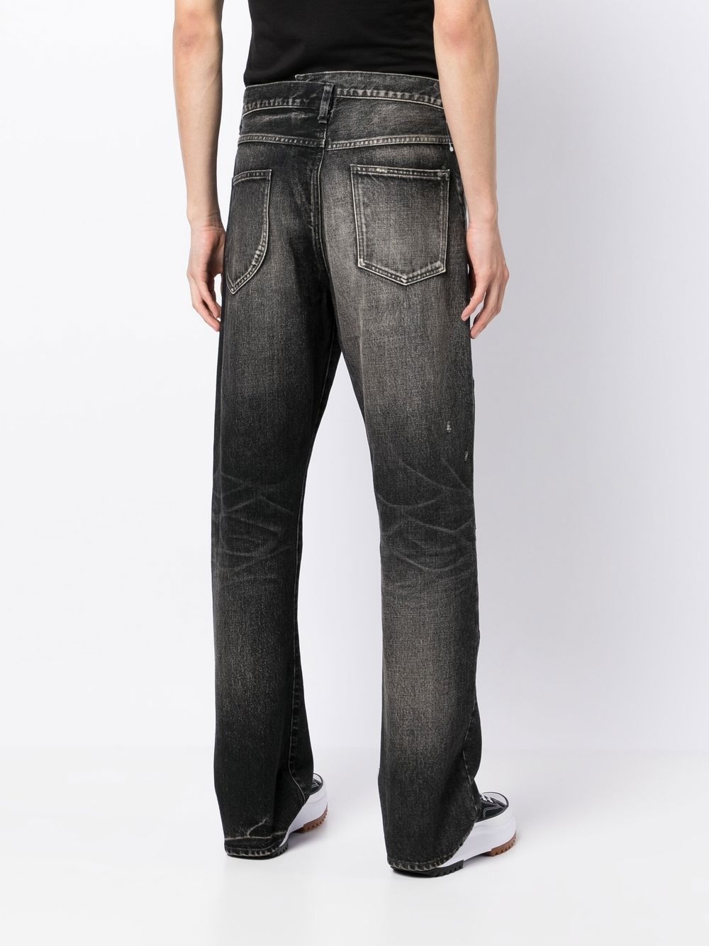 distressed patchwork straight-leg jeans - 4