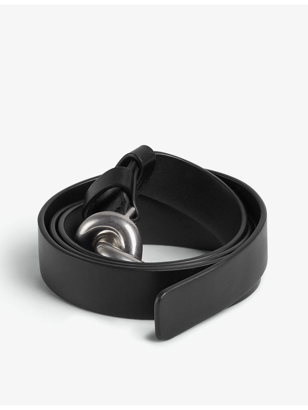 Knot leather and silver-tone hardware belt - 3