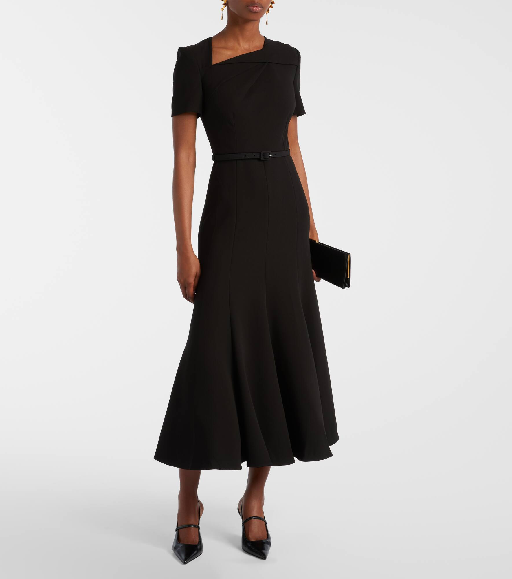 Belted crêpe midi dress - 2