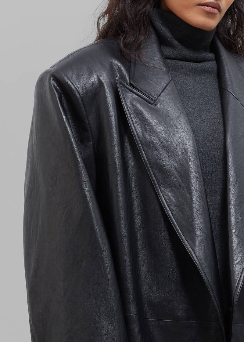 Connie Faux Leather Belted Trench Coat - Black 9
