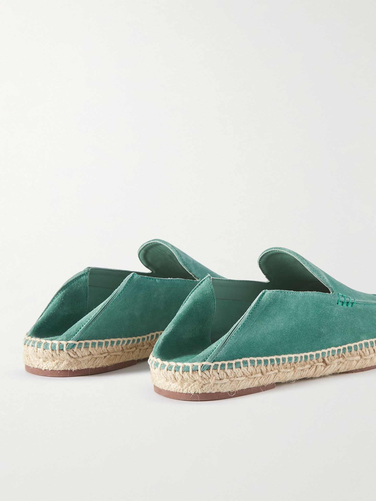 Seaside Walk Collapsible-Heel Suede Espadrilles Green - 5