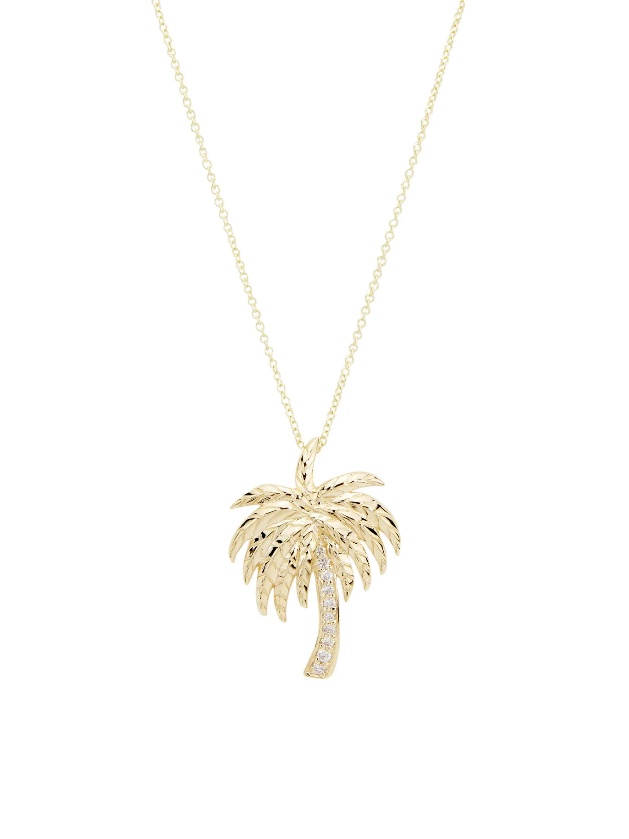 Women's 14K Yellow Gold & 0.10 TCW Diamond Palm Tree Pendant Necklace - Yellow Gold - 1