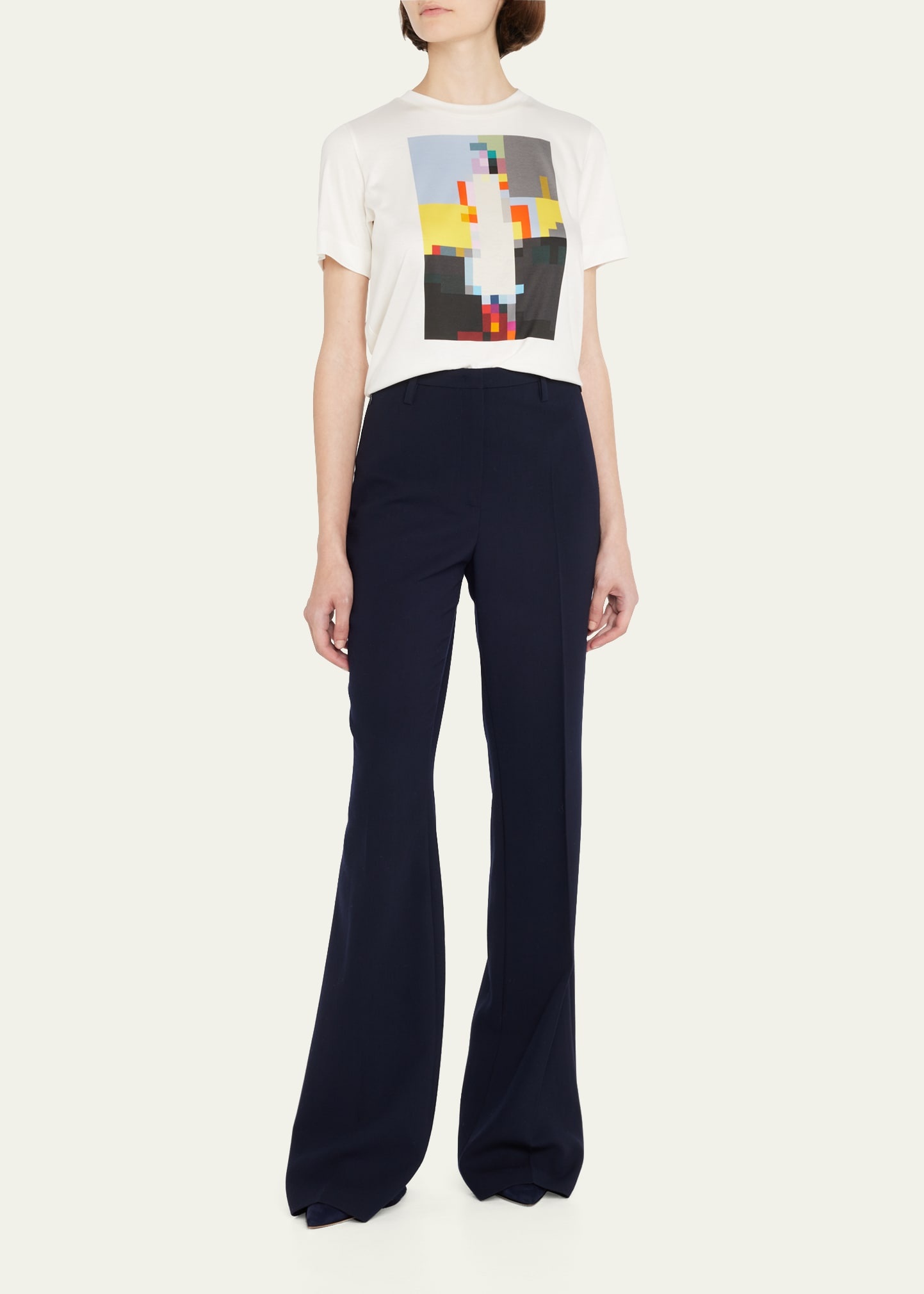 Farrah Boot-Cut Mid-Rise Wool Pants - 2
