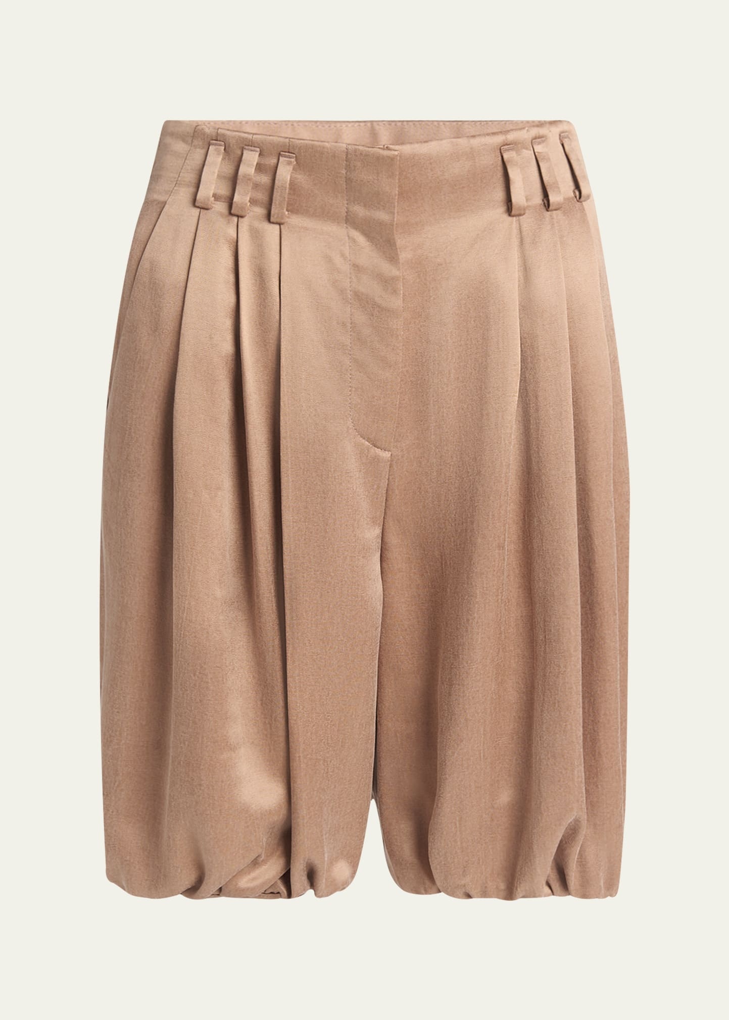 Pleated Bubble Viscose Shorts - 1