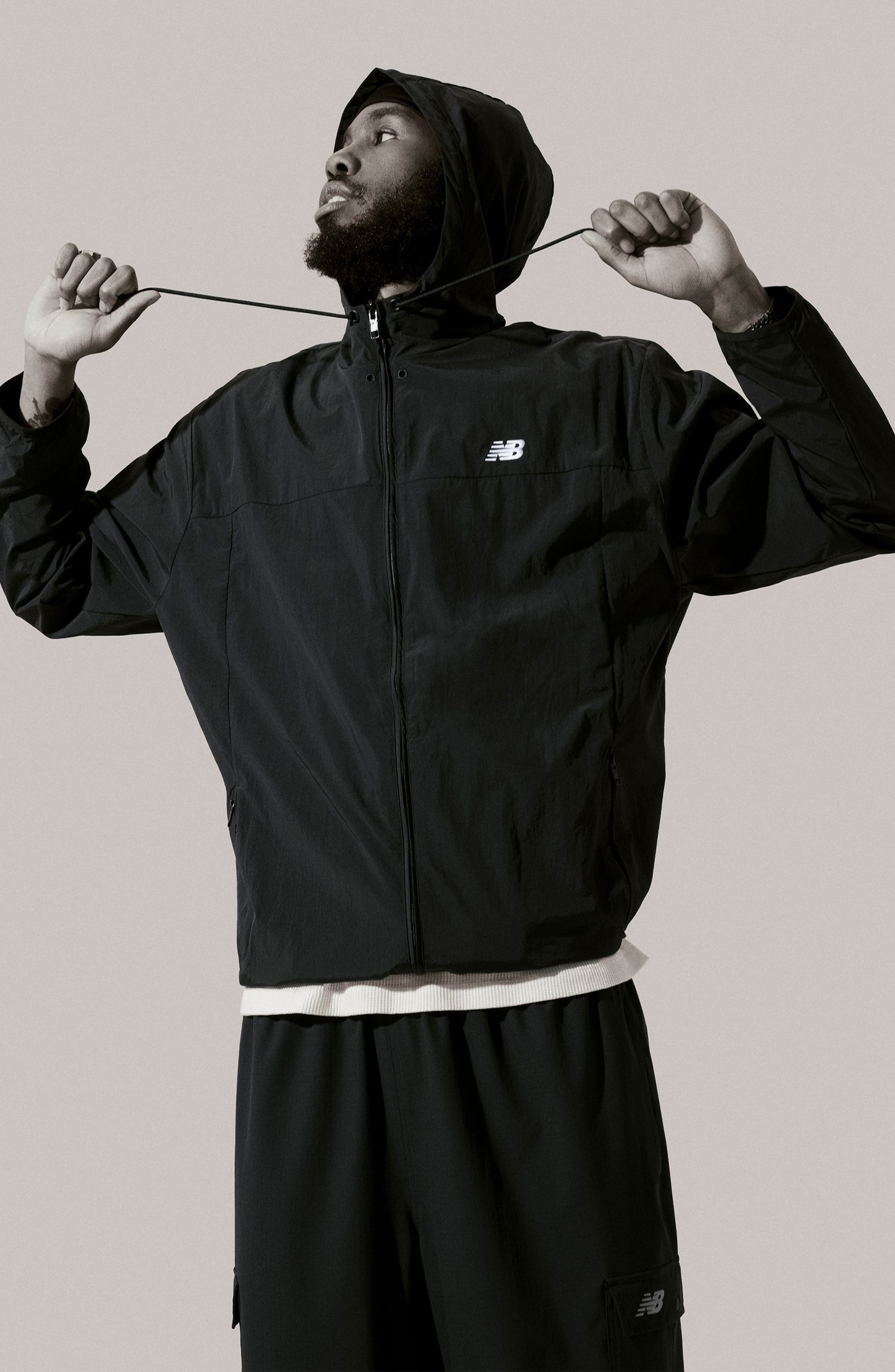 New Balance Athletics Woven Nylon Hooded Jacket in Black at Nordstrom - 6