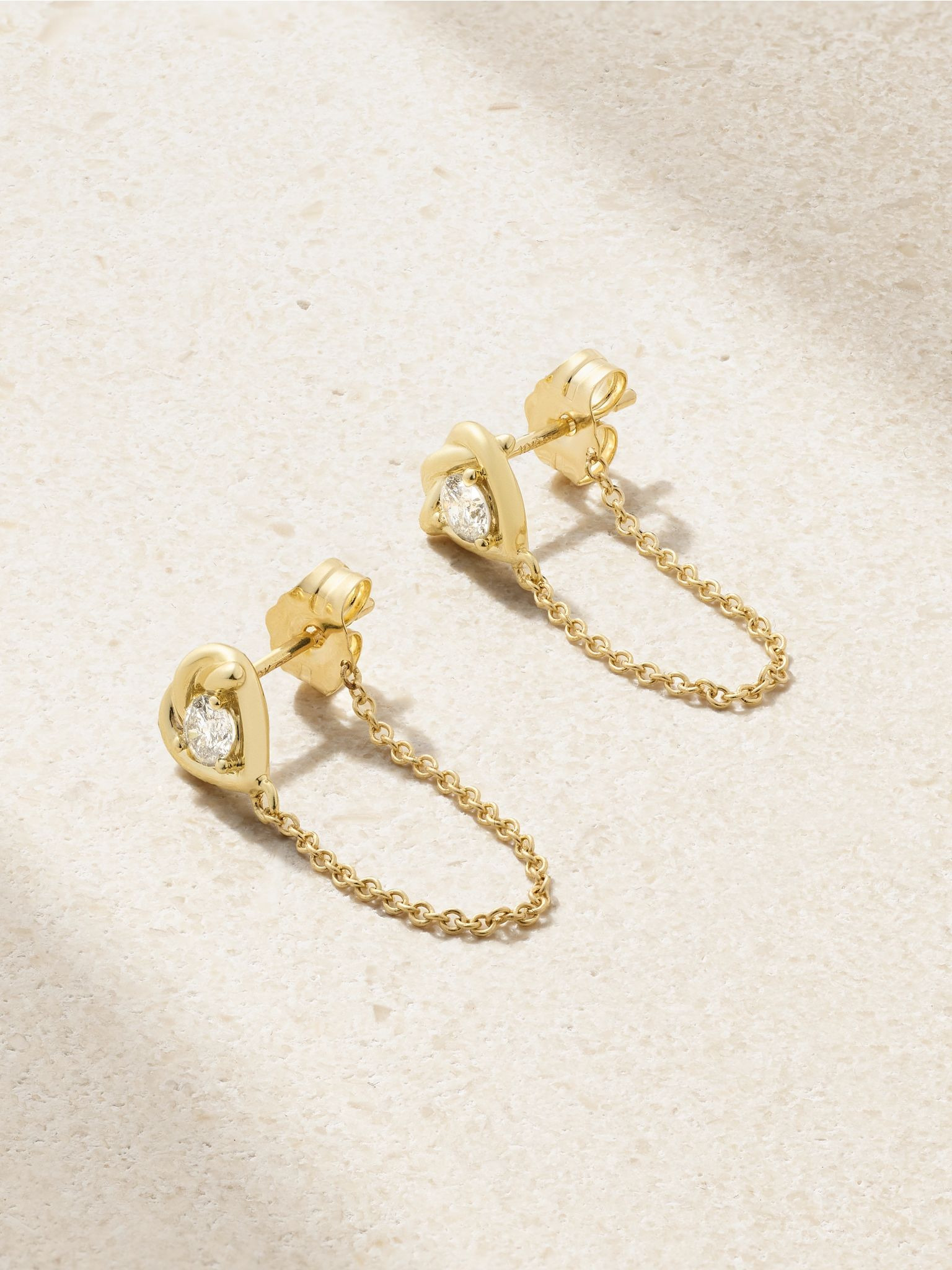 Tie The Knot 10-karat gold diamond earrings Gold - 1