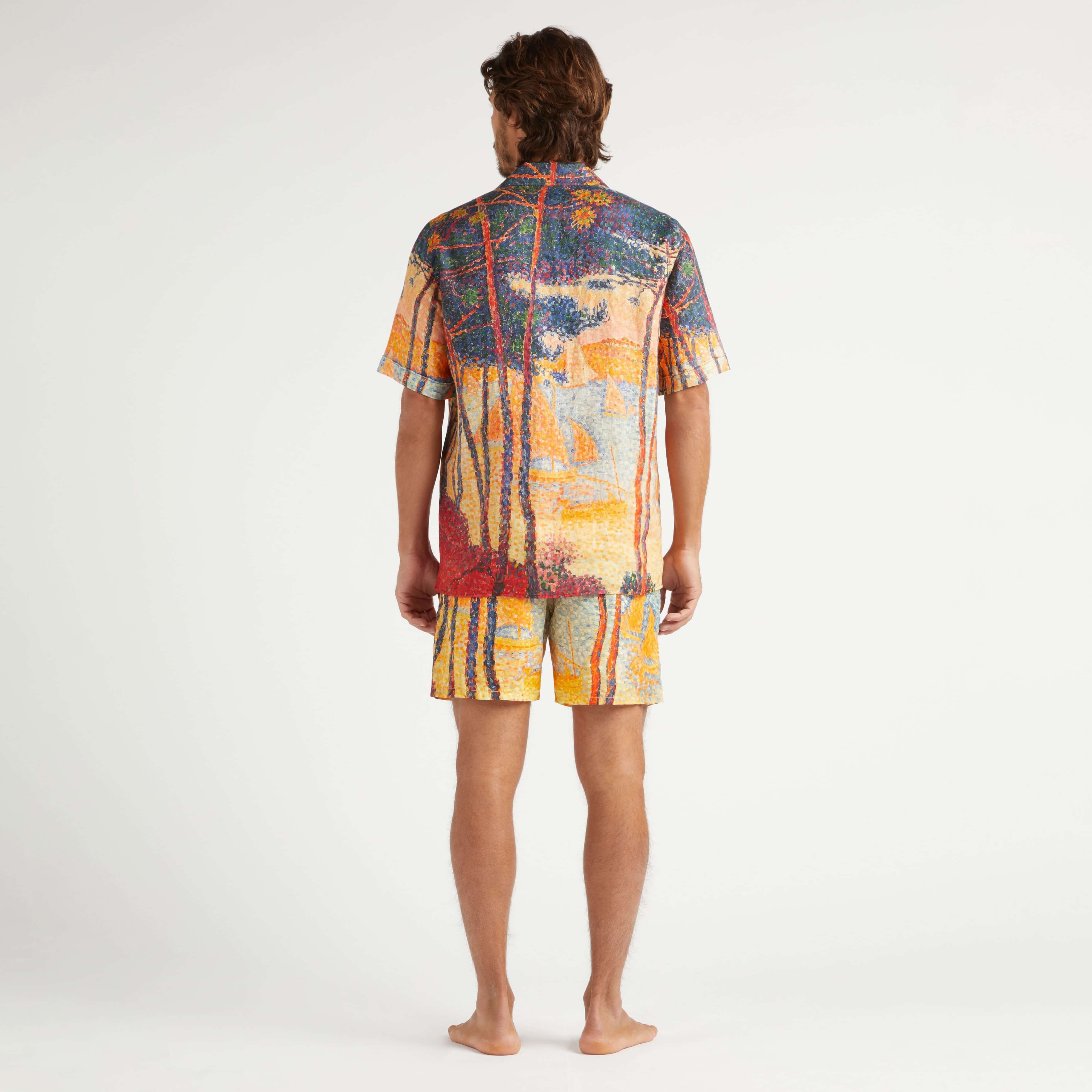 Men Linen Bowling Shirt Voiles de Pin - 4