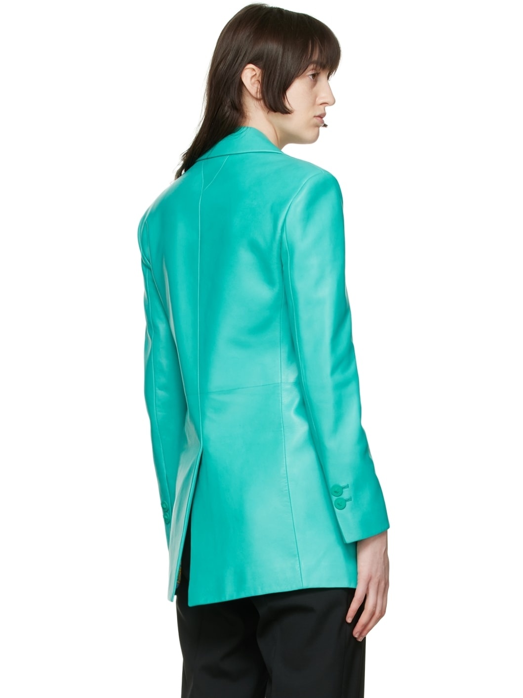 Blue Leather Blazer - 3