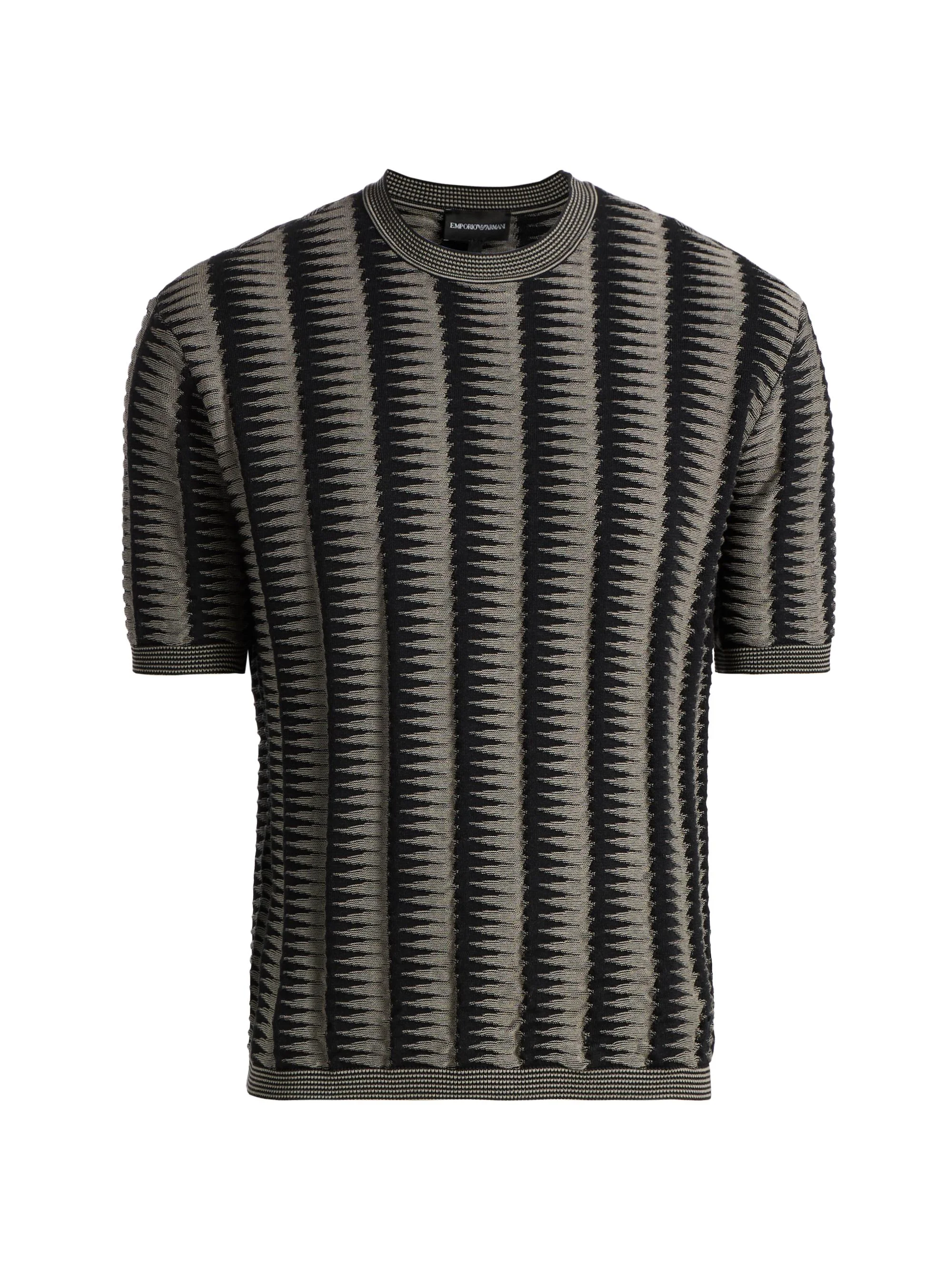Men's Jagged Edge Short Sleeve Knit Sweater - Navy Scallop - 1